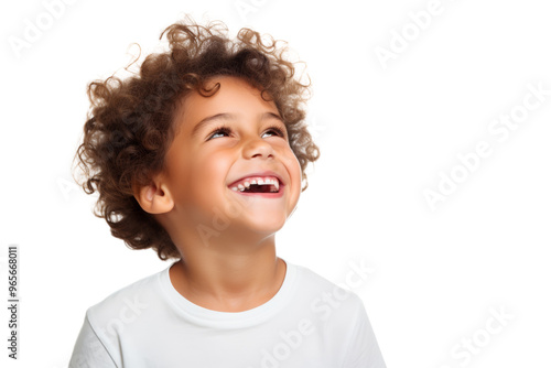 Happy young boy expressing joy with a big smile Isolated on white background