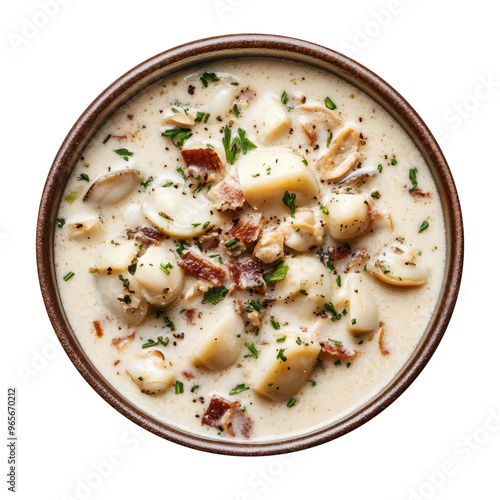 Delicious Bowl of Clam Chowder Isolated on a Transparent Background