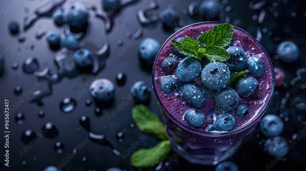 Summer drink with blueberry fruit Summer drink with blueberry fruit