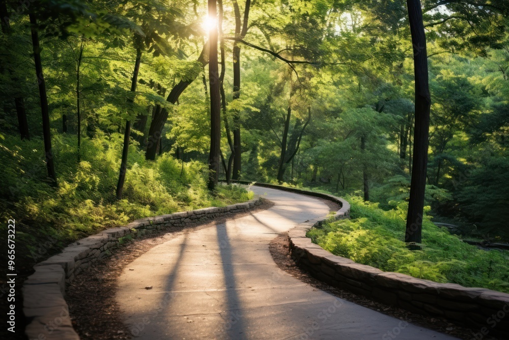 Fototapeta premium Landscape sunlight outdoors woodland.
