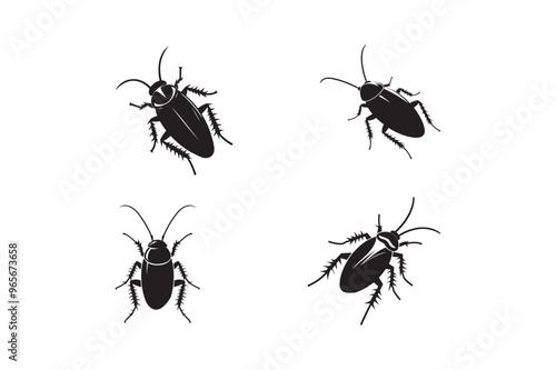 Cockroach Silhouette black logo set.