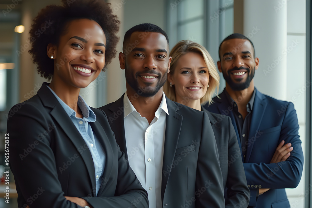 businessman and businesswoman leaders professional team standing at work looking at camera businessman and businesswoman leaders professional team standing at work looking at camera