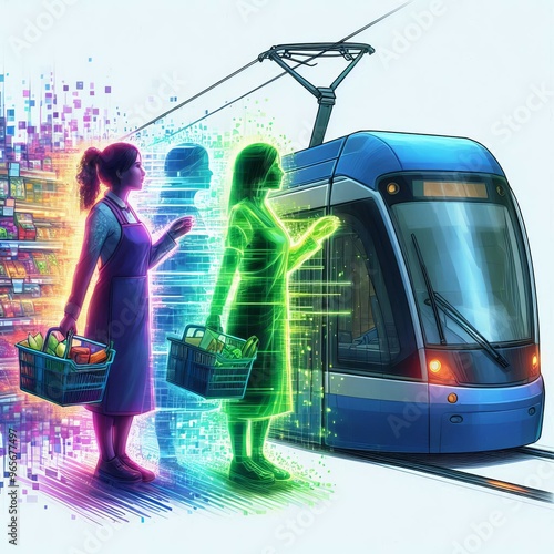 110 Holographic Cashier to Tram Driver Transition A vibrant wate photo