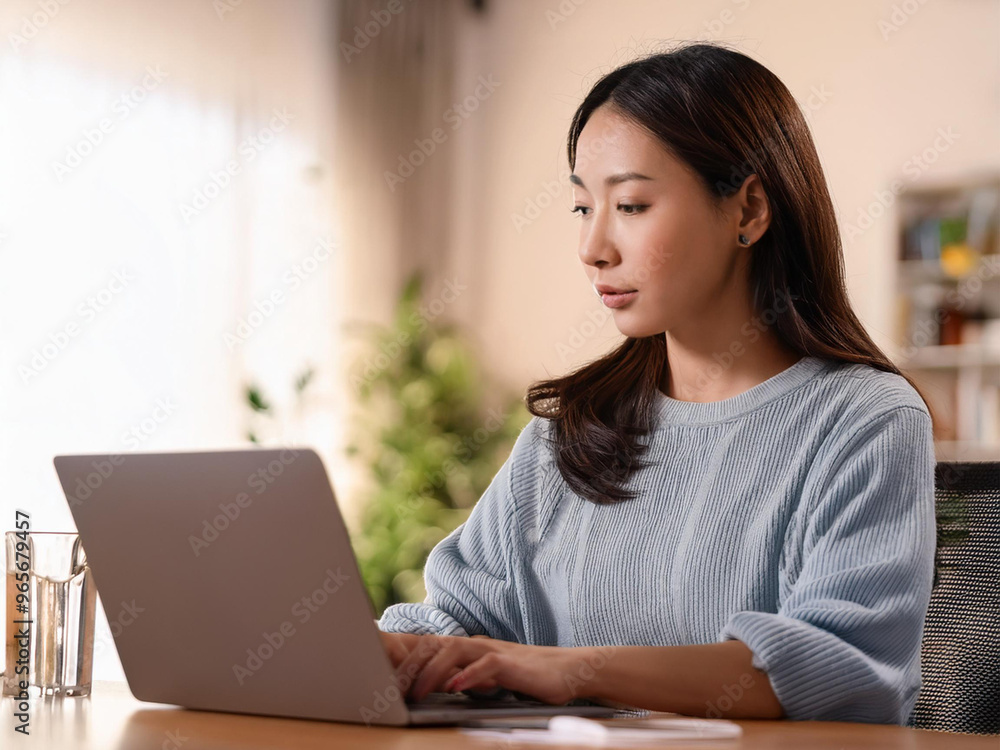在宅ワークをする若い女性 在宅ワークをする若い女性