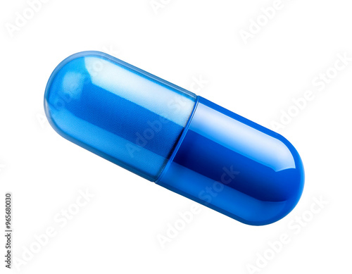 One blue capsule pill cut out design element