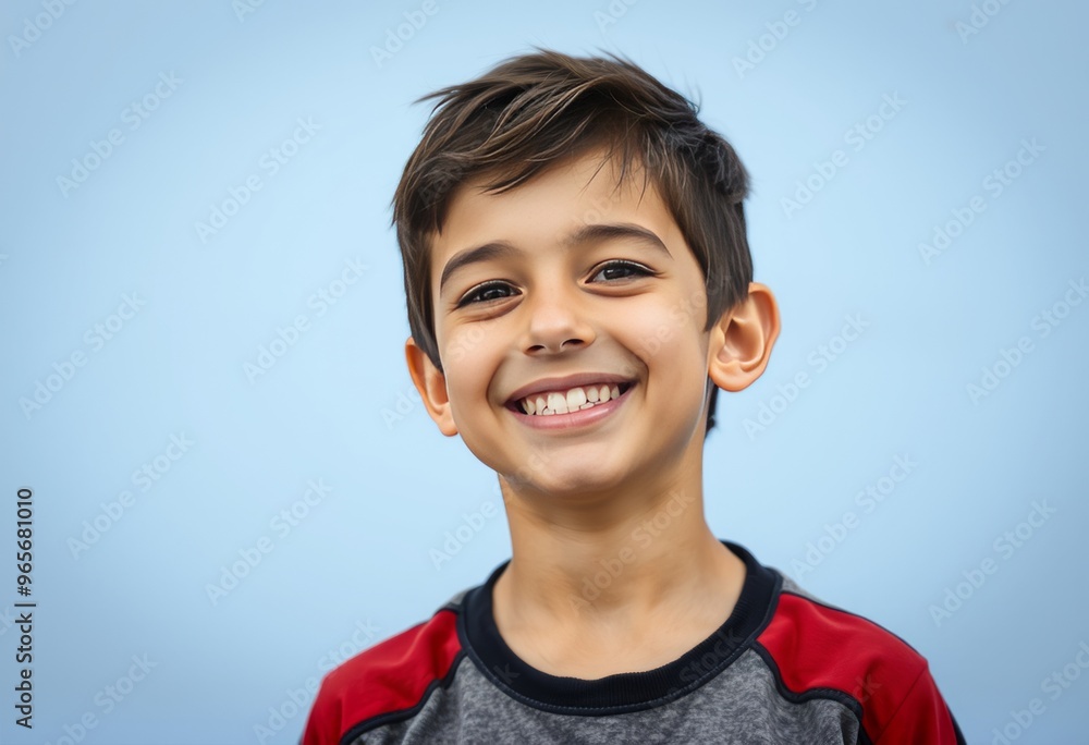 Charming Turkish boy smiling happily embodying the carefree joy Charming Turkish boy smiling happily embodying the carefree joy