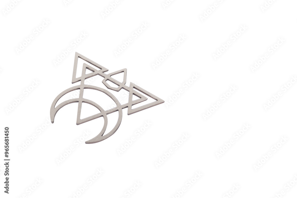 Geometric Abstract Gold Pendant: Modern Minimalist Jewelry Design with Triangles and Crescents - Elegant Metallic Accessory Art Geometric Abstract Gold Pendant: Modern Minimalist Jewelry Design with Triangles and Crescents - Elegant Metallic Accessory Art
