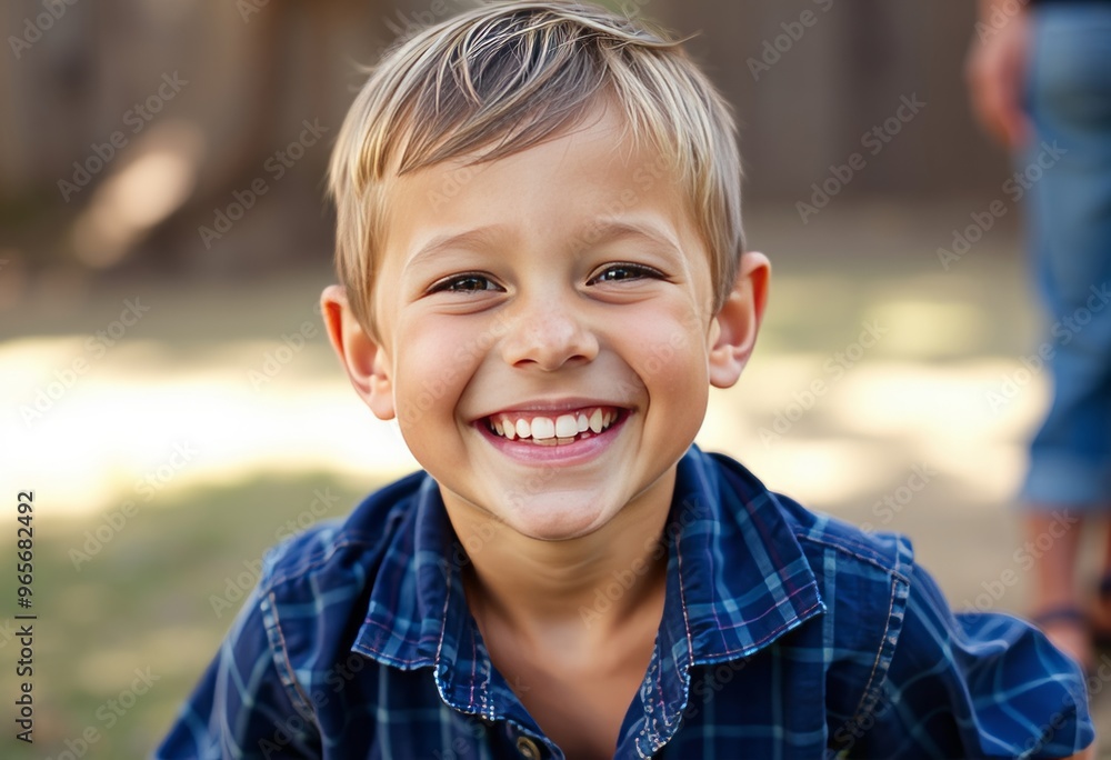 Content Australian child with a beaming smile showing the inner Content Australian child with a beaming smile showing the inner