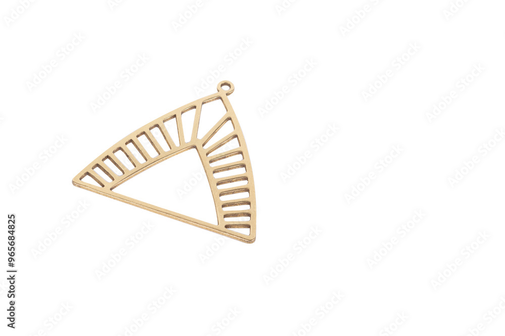 Obraz premium Geometric Triangle Metal Charm: Gold-Toned Pendant with Striped Cutout Design - Modern Jewelry Finding for DIY Crafts, Necklaces, and Minimalist Accessories