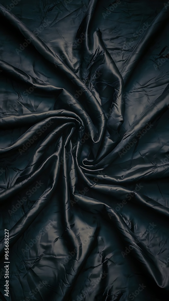 Obraz premium Close up view of dark crumpled silk cloth as backdrop