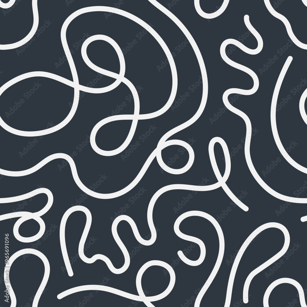 Fluidity Line Seamless Pattern. Hand drawn black and white abstract background with liquid organic shapes curve and squiggles. Repeat vector illustration Fluidity Line Seamless Pattern. Hand drawn black and white abstract background with liquid organic shapes curve and squiggles. Repeat vector illustration