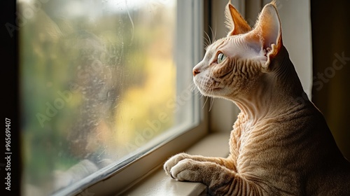 A cat gazes thoughtfully out a window, observing the world beyond.