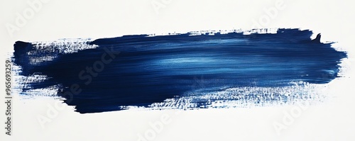 Abstract blue brush stroke on white background, minimalist art concept