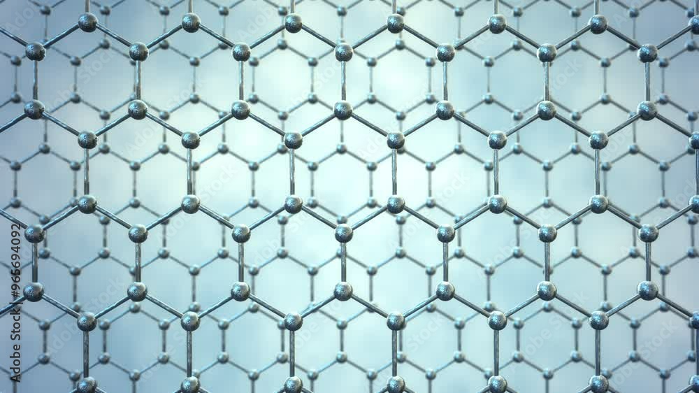 Loopable Graphene Structure Two Rows Of Carbon Atoms Dark Honeycombs Seamlessly Loopable Animation Of The Graphene Structure Two Rows Of Reflective Silver Carbon Atoms In Shape Of Honeycomb