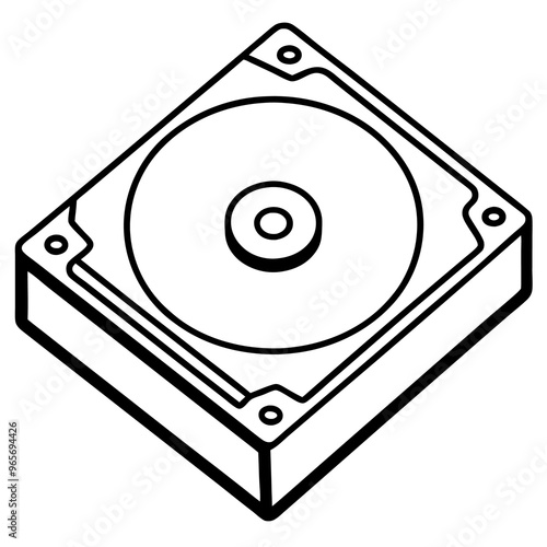 hard drive outline coloring book page line art illustration digital drawing