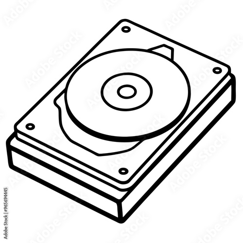 hard drive outline coloring book page line art illustration digital drawing