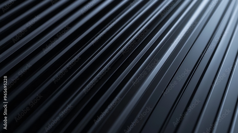 Close-up of a matte black ribbed surface, with fine vertical grooves, representing industrial precision and contemporary, minimalist design Close-up of a matte black ribbed surface, with fine vertical grooves, representing industrial precision and contemporary, minimalist design