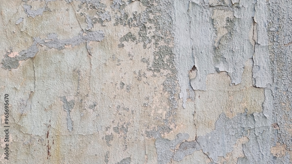Naklejka premium Peeling paint on an old wall. Grunge background for design.Selective focus