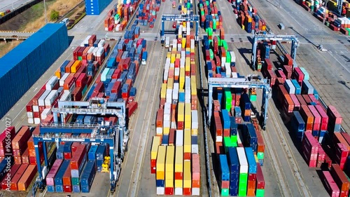 Container freight logistics terminal port 4K aerial photography