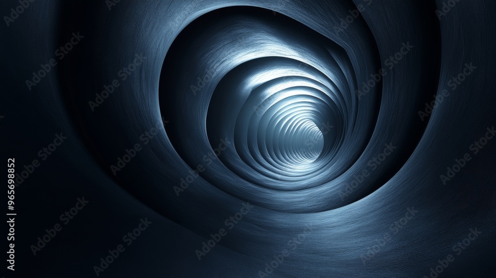A spiral tunnel with a blue hue A spiral tunnel with a blue hue