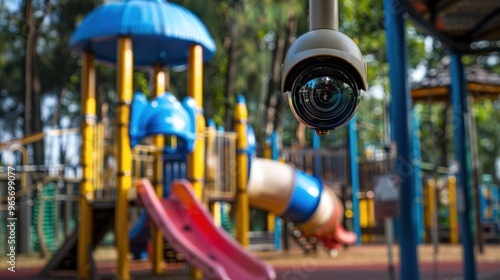 Wallpaper Mural Surveillance cameras overlooking a children's playground, ensuring safety Torontodigital.ca
