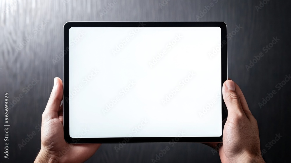 High-Tech Hand Holds Tablet with Empty Screen High-Tech Hand Holds Tablet with Empty Screen