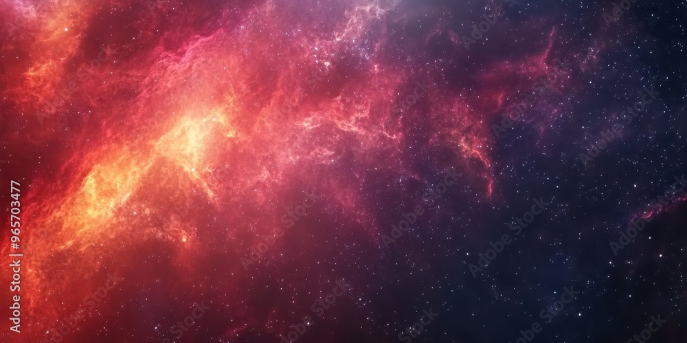Obraz premium Vibrant cosmic landscape featuring swirling nebulae and sparkling stars in vivid colors, representing the beauty of the universe.