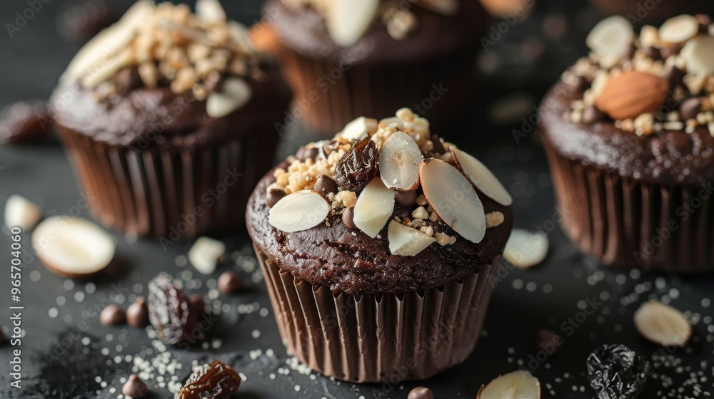 Homemade Raisin cupcake closeup view Homemade Raisin cupcake closeup view