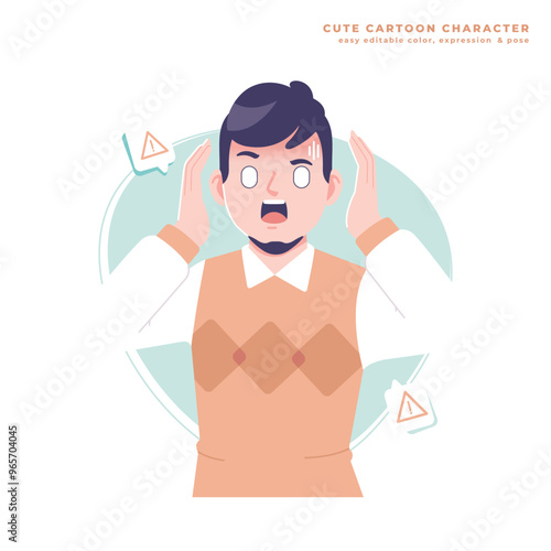 shocked pose boy character illustration