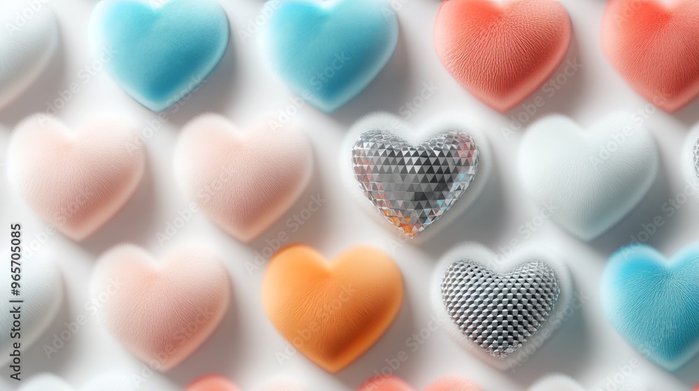Obraz premium A Grid Of Heart Icons In Various Colors And Shapes