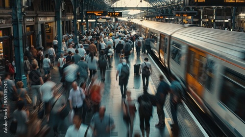 CCTV footage showing a bustling train station, people moving in and out
