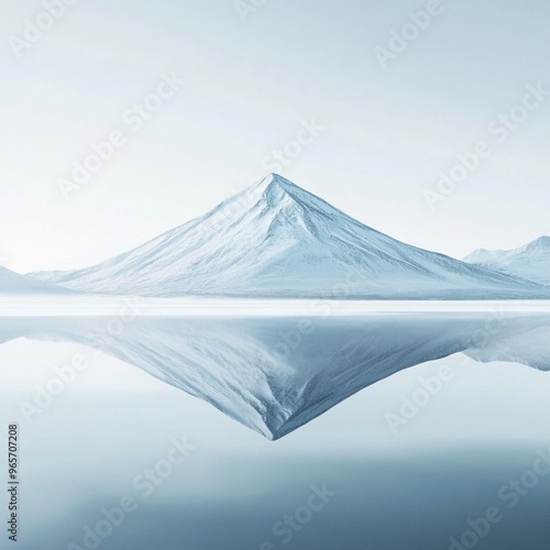 静寂に包まれた雪山の湖