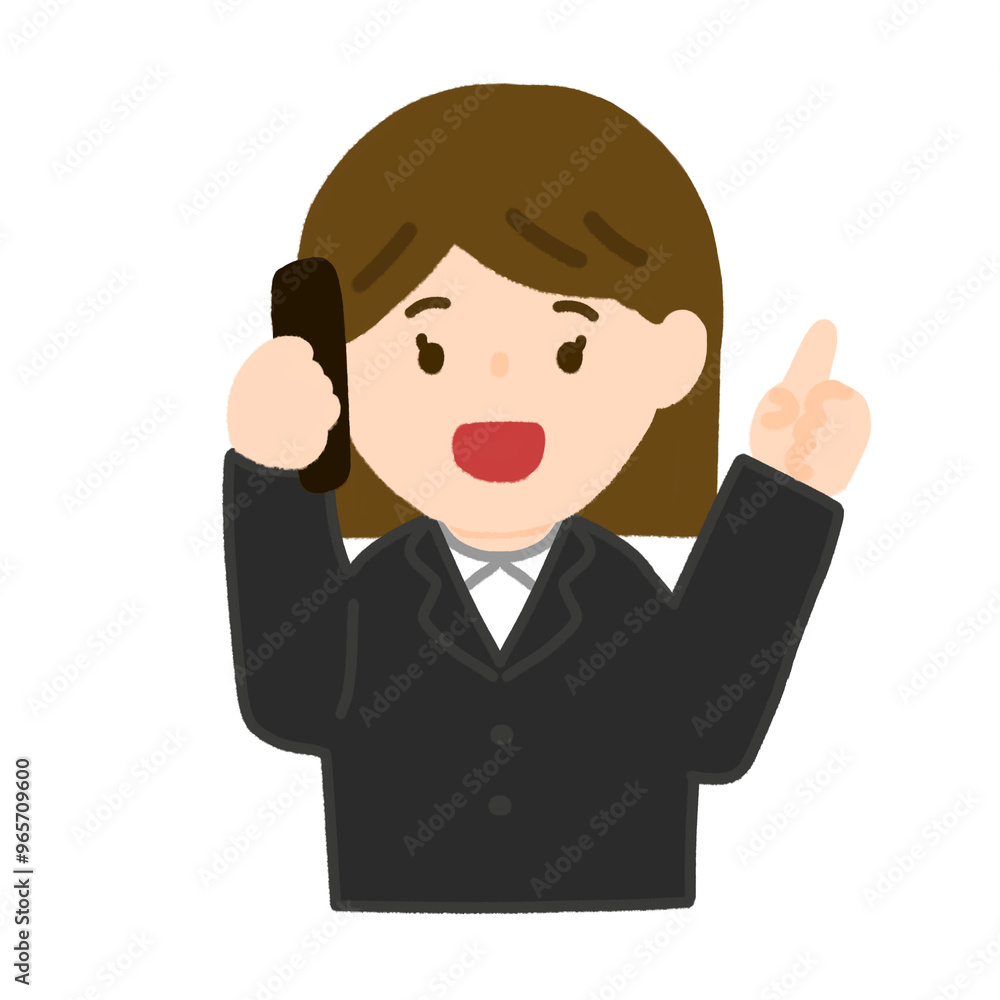 電話でアドバイスをしているスーツの女性 電話でアドバイスをしているスーツの女性
