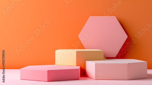 3D Tiered Soft Pastel Colored Podiums Suitable Various Products Display