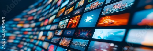 Curved Wall Of Screens Displaying Various Media Content