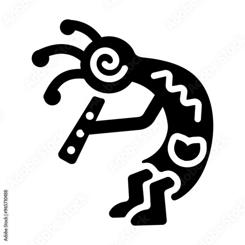 Filled style icon of kokopelli symbol 