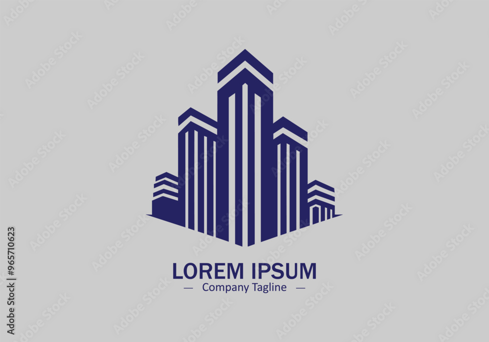 Minimal logo of building icon vector design on white background Minimal logo of building icon vector design on white background