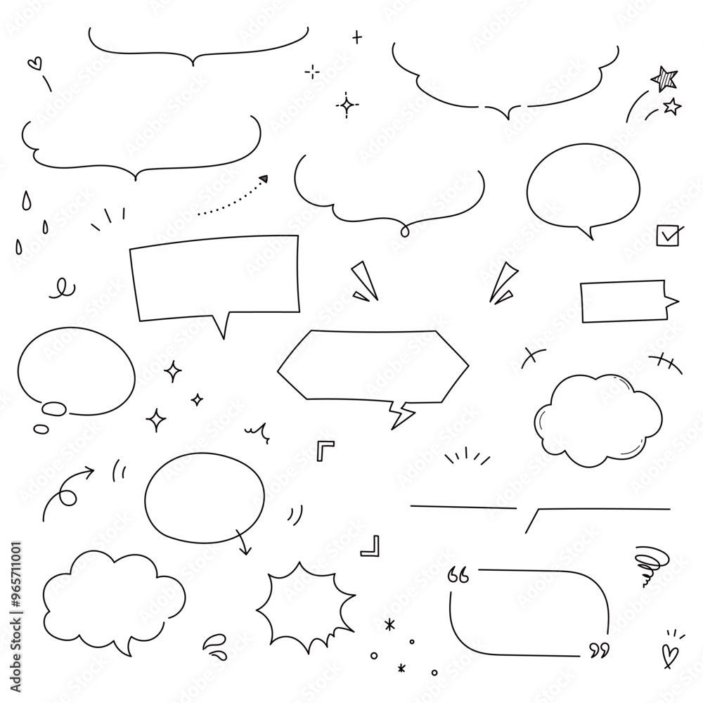 Fototapeta premium 手描きセット|吹き出し・セリフ