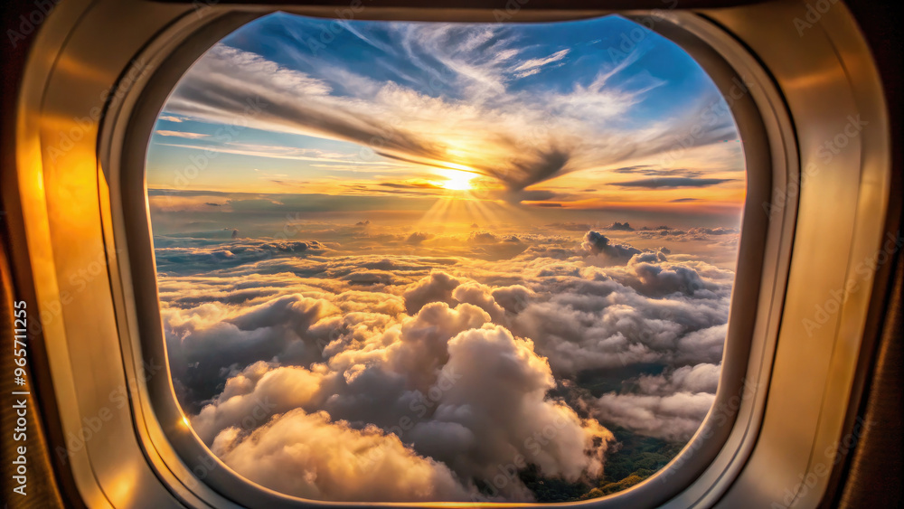 4K Sunset through airplane glass 4K Sunset through airplane glass