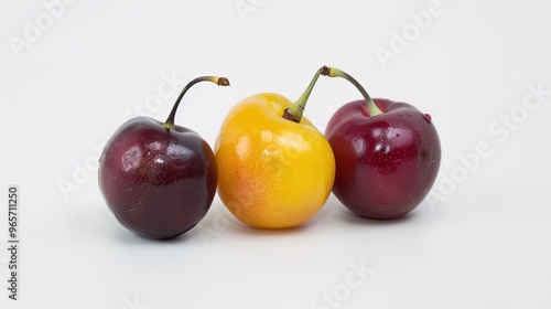 The visual appeal of a fruit lying on a clean and pure white background. This fruit exhibits its natural color and unique texture. The fruit and white background make the fruit stand out.