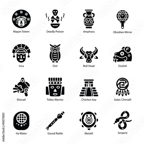 Pack of Ancient Tribal Solid Icons 

