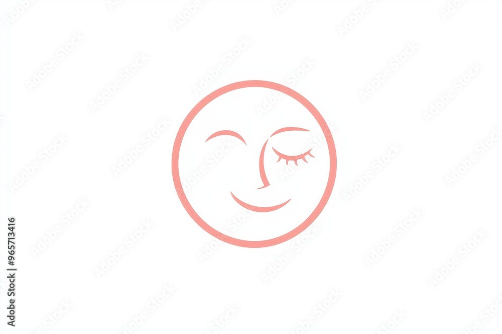 A whimsical smiling face icon shows one eye winking, conveying a sense of playfulness and happiness against a white backdrop, perfect for cheerful themes A whimsical smiling face icon shows one eye winking, conveying a sense of playfulness and happiness against a white backdrop, perfect for cheerful themes