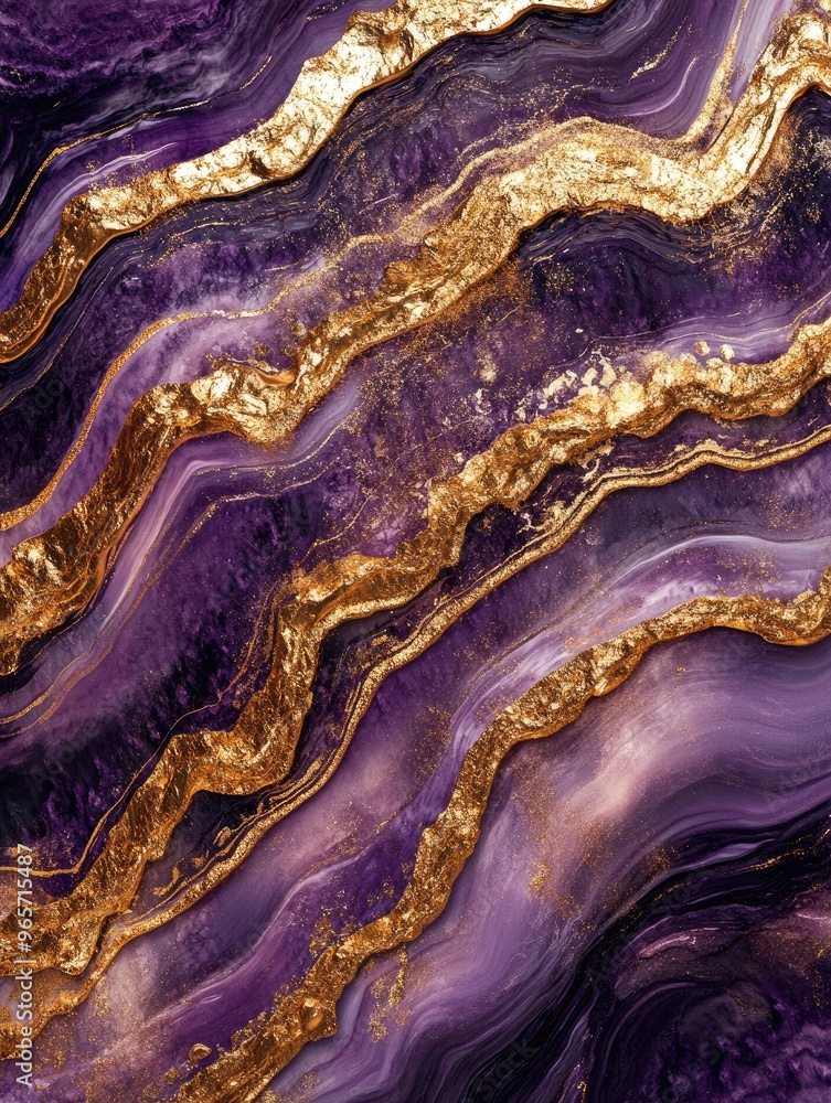 Abstract 3D rendering featuring gold and purple hues in an oil paint style Created through computer generated imagery with textured oil paint effects Abstract 3D rendering featuring gold and purple hues in an oil paint style Created through computer generated imagery with textured oil paint effects