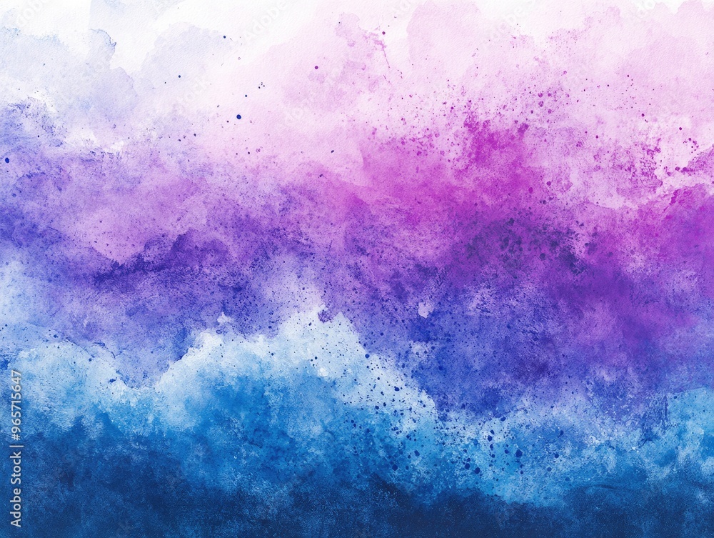 Fototapeta premium Fantasy watercolor background featuring light blue and purple shades Textured canvas suitable for design greeting cards and templates Multicolored handcrafted illustration