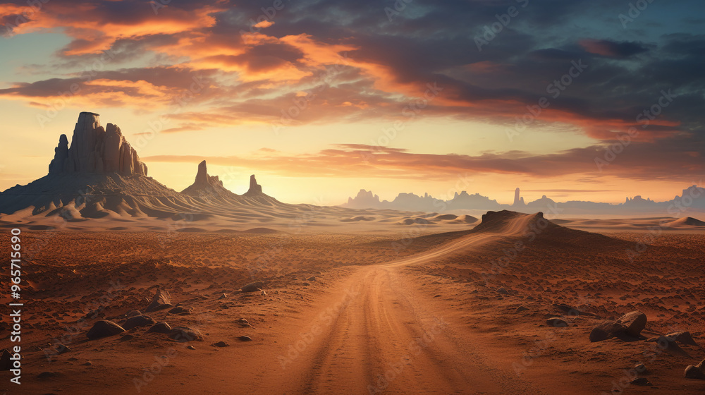 Fototapeta premium desert landscape at sunset
