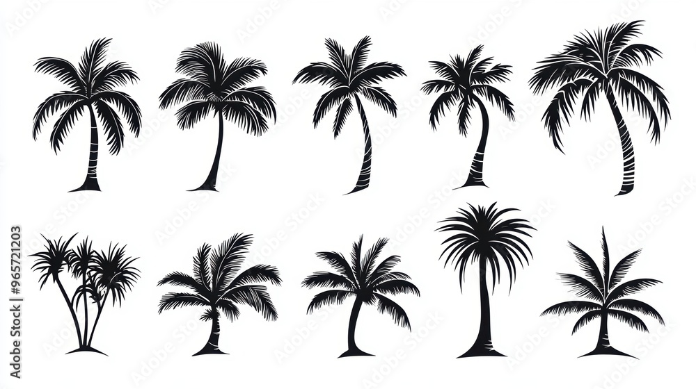 Vector illustration of coconut tree with leaf closeup view Vector illustration of coconut tree with leaf closeup view