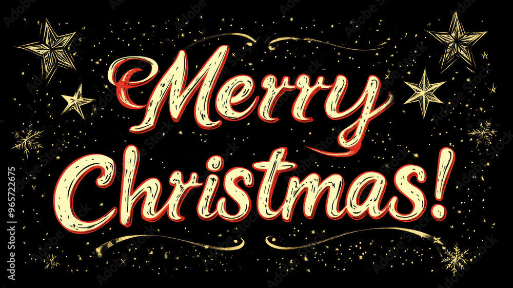 Fototapeta premium Glittery gold Merry Christmas text on black