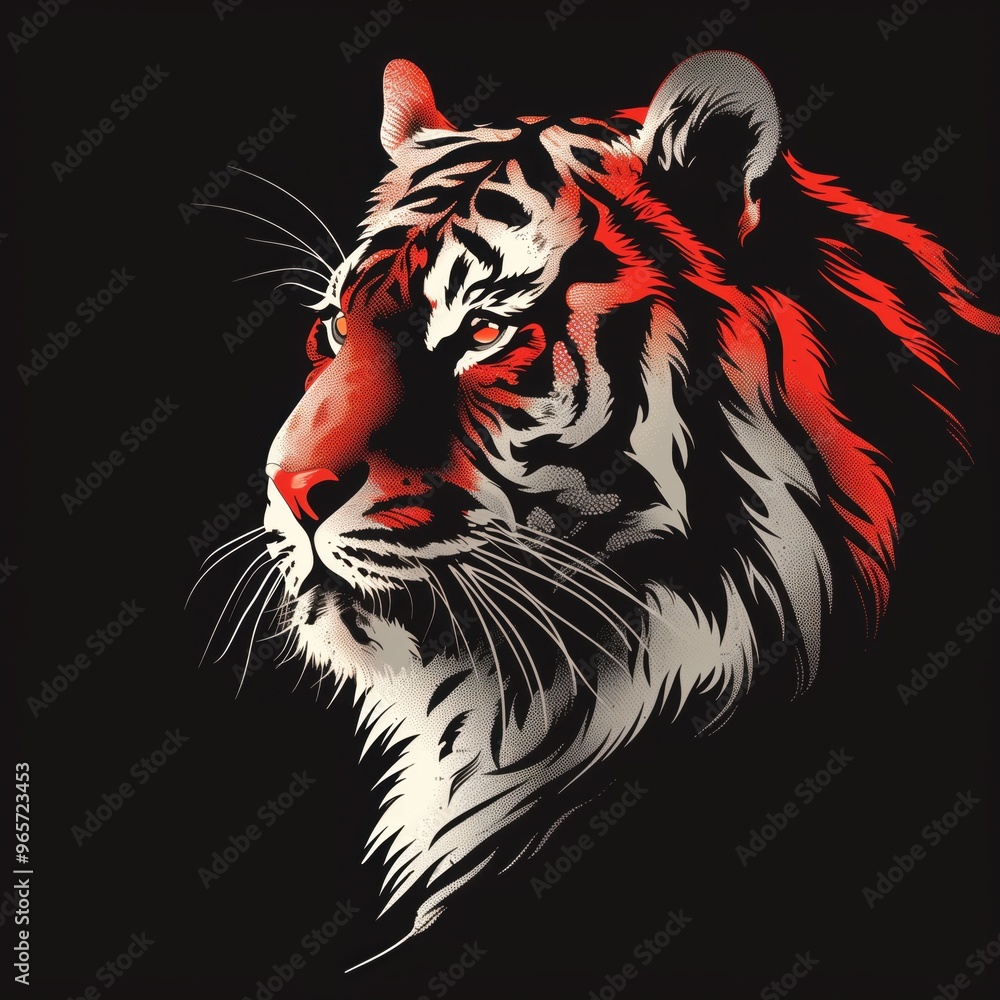 Fototapeta premium pattern with tiger head, illustration. animal logo design