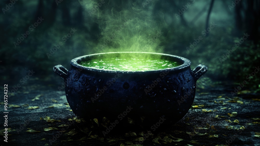 Bubbling Witch Cauldron with Green Potion Bubbling Witch Cauldron with Green Potion