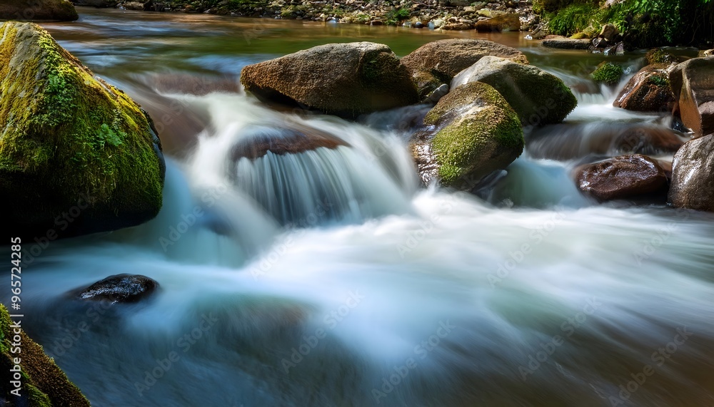 dynamic abstract flowing stream waterfall with rocks and long exposure dynamic abstract flowing stream waterfall with rocks and long exposure